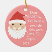 Santa I've Good Girl Photo Chrimas セラミックオーナメント (正面)