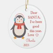 Santa I've Good Photo Christmas Penguin セラミックオーナメント (左)