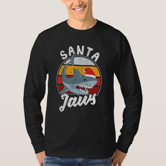 Santa Jaws Christmas Shark Claus Xmas PJs Anglers  Tシャツ (正面)