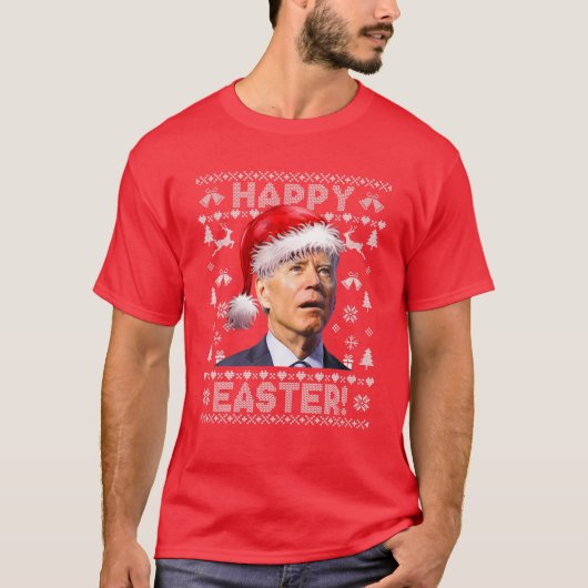 Santa Joe Biden Happy Easter Ugly Christmas Sweate Tシャツ (正面)