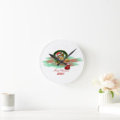 Santa JOY Sock Christmas 2021アクリルウォールクロック ラウンド壁時計 (ホーム)