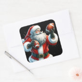 Santa Juggling Footballs for Christmas スクエアシール (封筒)