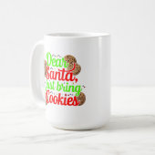 Santa Just Bring 親愛 Cookiesデジタルアートデザイン コーヒーマグカップ (正面左)
