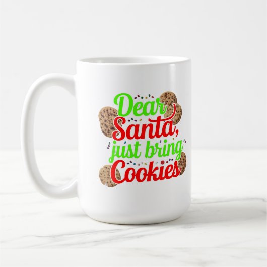 Santa Just Bring 親愛 Cookiesデジタルアートデザイン コーヒーマグカップ (左)