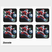 Santa Kicks a Soccer Ball in Winter スクエアシール (シート)