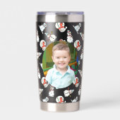 Santa Kidsの名前と写真から | ブラック雪だるま 保温保冷タンブラー (正面)