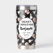 Santa Kidsの名前と写真から | ブラック雪だるま 保温保冷タンブラー (背面)