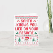 Santa Knows You Lied On Your Resume Funny Office C カード (正面)