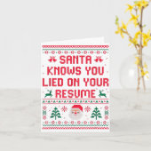 Santa Knows You Lied On Your Resume Funny Office C カード (黄色い花)