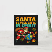 Santa Leaves In Orbit Funny Xmas Space  カード (正面)