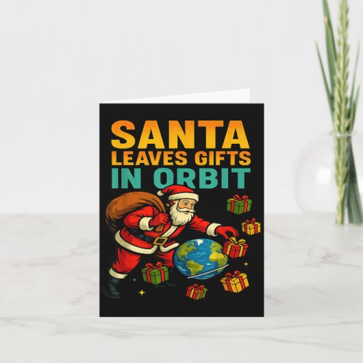 Santa Leaves In Orbit Funny Xmas Space  カード (正面)