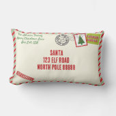 Santa Letterストライプの Christmasのパーソナライズ ランバークッション (正面)