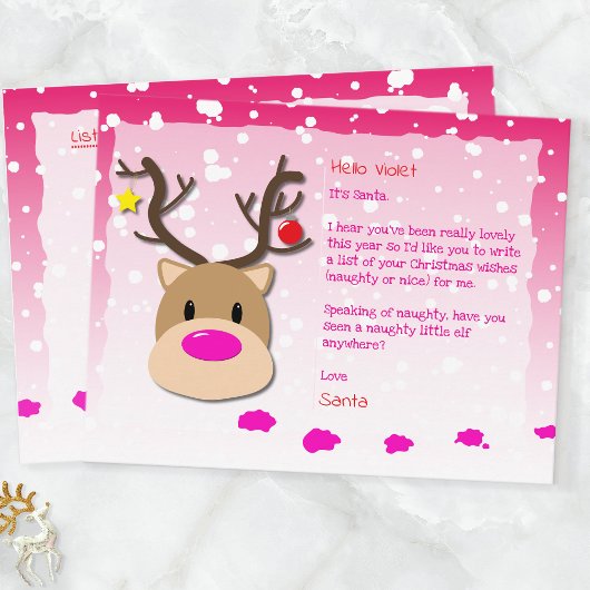 Santa Letter, Christmas List, Postcard For kids シーズンポストカード