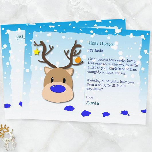 Santa Letter, Christmas List, Postcard For kids シーズンポストカード