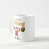 Santa Lifting Weights コーヒーマグカップ (正面左)