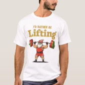 Santa Lifting Weights Tシャツ (正面)