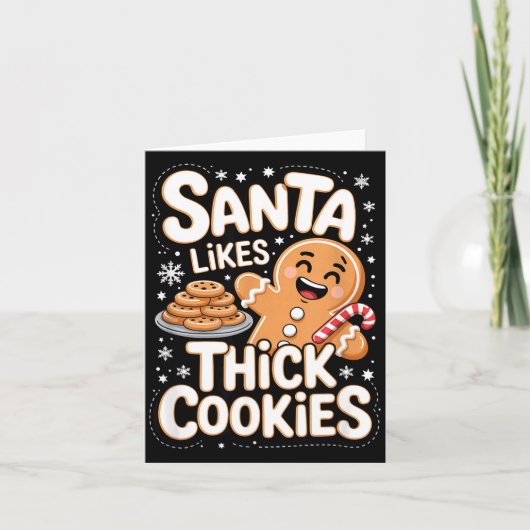 Santa Likes Thick Cookies Funny Adult Humor Ginger カード (正面)