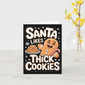 Santa Likes Thick Cookies Funny Adult Humor Ginger カード (黄色い花)