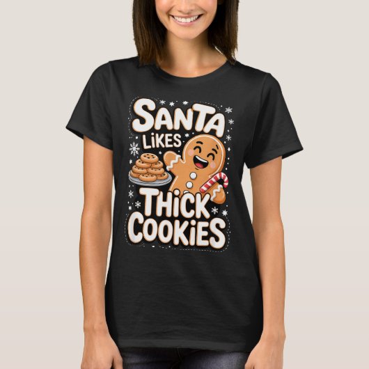 Santa Likes Thick Cookies Funny Adult Humor Ginger Tシャツ (正面)