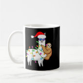 Santa Llama Xmas Funny Llama Sloth Christmas コーヒーマグカップ (左)
