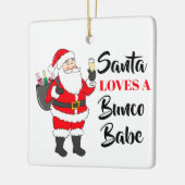 Santa Loves A Bunco Babe Funny Wine Custom セラミックオーナメント (左)