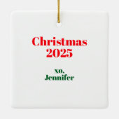 Santa Loves A Bunco Babe Funny Wine Custom セラミックオーナメント (裏面)