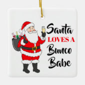 Santa Loves A Bunco Babe Funny Wine Custom セラミックオーナメント (正面)