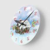 Santa Loves Cookieのクリスマス ラウンド壁時計 (傾斜)