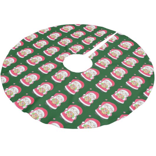 Santa Loves Cookieクリスマスツリースカート ブラッシュドポリエステルツリースカート (アングル)