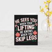 Santa Loves Leg Day Christmasフィットネス – ユニアダルト カード (黄色い花)