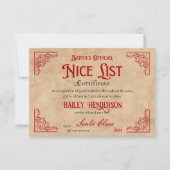 Santa Magicalの小さなニース証明書 招待状 (正面)