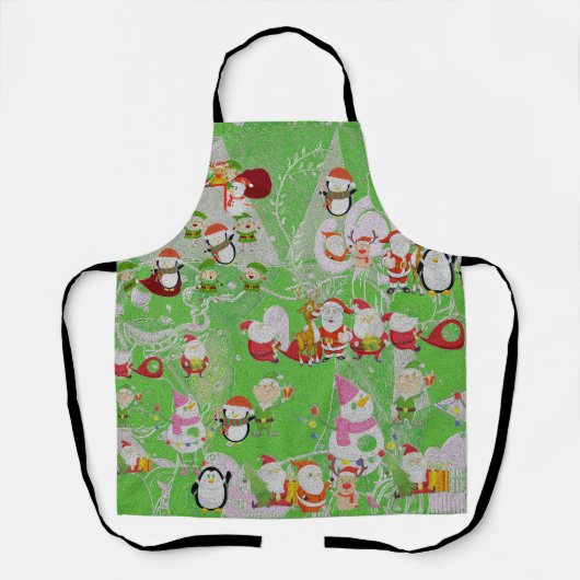Santa Magical Green New Year エプロン (正面)