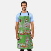 Santa Magical Green New Year エプロン (着用した状態)