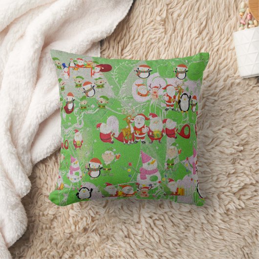 Santa Magical Green New Year クッション (ブランケット)