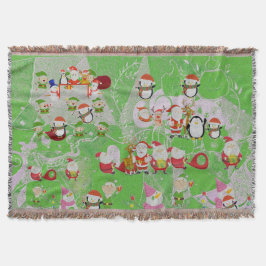 Santa Magical Green New Year スローブランケット