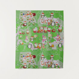 Santa Magical Green New Year  タペストリー