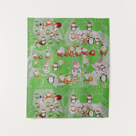 Santa Magical Green New Year  タペストリー (正面)