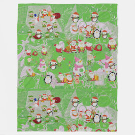 Santa Magical Green New Year  フリースブランケット