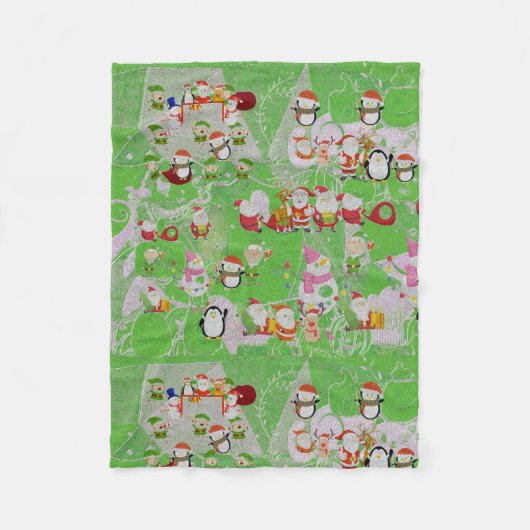 Santa Magical Green New Year  フリースブランケット (正面)