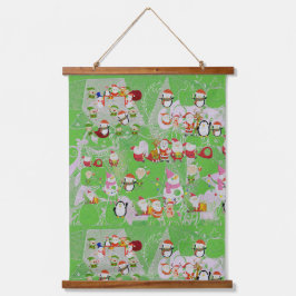 Santa Magical Green New Year  吊り下げ型タペストリー
