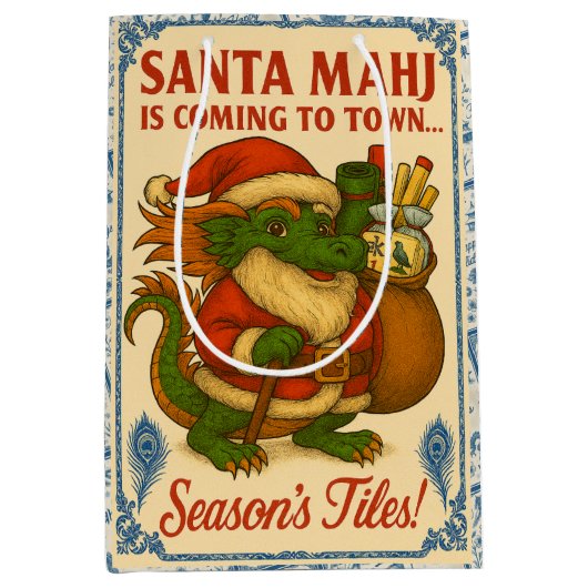 Santa Mahj Gift Bag  ミディアムペーパーバッグ (正面)