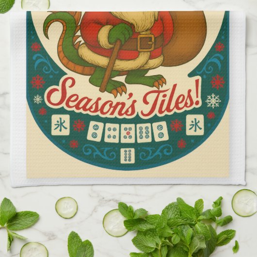 Santa Mahj Kitchen Towel キッチンタオル (折り畳み)