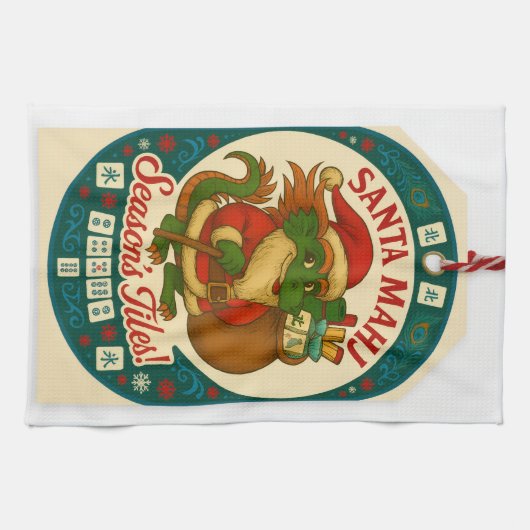 Santa Mahj Kitchen Towel キッチンタオル (横)