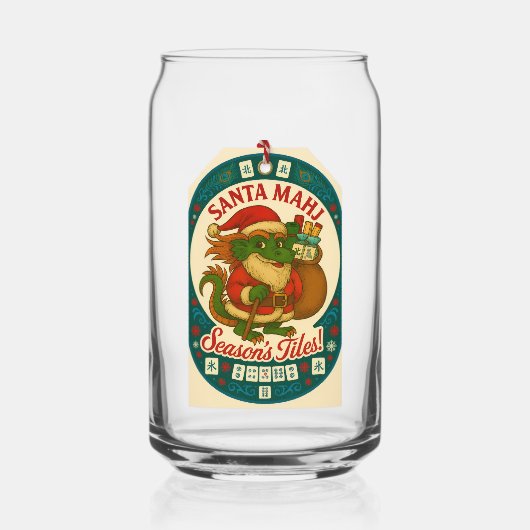 Santa Mahj Pint Glass - Cheers! ガラス缶 (正面)