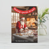 Santa Making Gingerbread Baking Spirits Bright シーズンカード (スタンド正面)