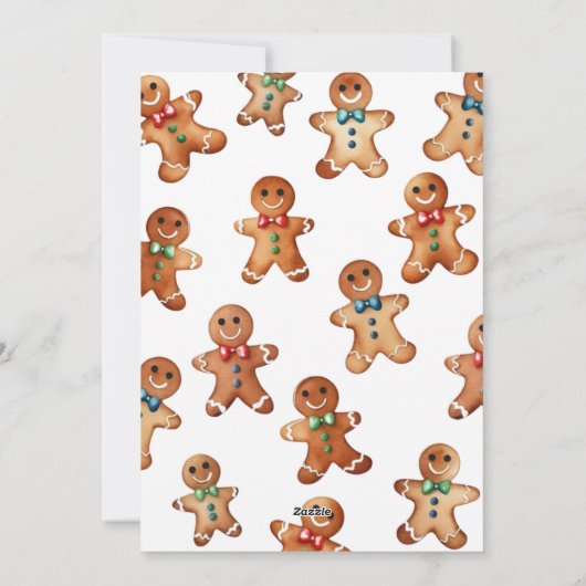 Santa Making Gingerbread Baking Spirits Bright シーズンカード (裏面)