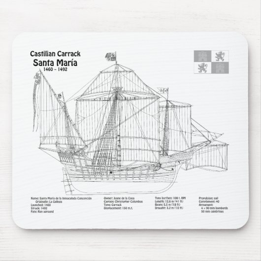 Santa Maria – 船舶設計図プランBD マウスパッド (正面)
