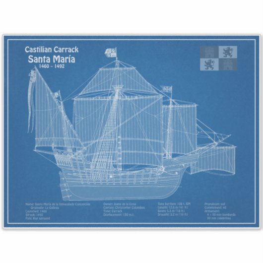 Santa Maria - Ship Blueprint Plans ABD シール (正面)
