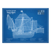 Santa Maria - Ship Blueprint Plans ABD フォトプリント (正面)