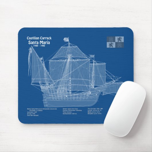 Santa Maria - Ship Blueprint Plans ABD マウスパッド (マウス)